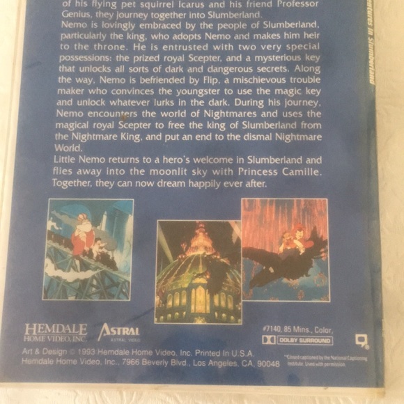🔥3/$25 🔥Vintage Little Nemo - Adventures in Slumberland 1993 VHS#7140 - Picture 5 of 6